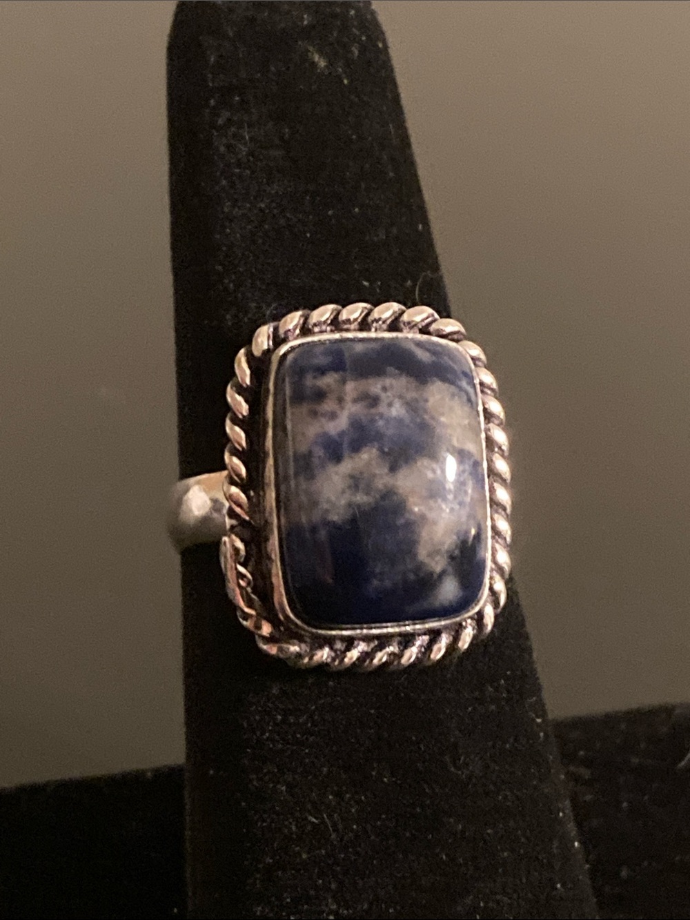 Sterling Silver Blue Sodalite Statement Ring size 6